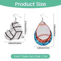 2 Pairs 2 Styles PU Leather Dangle Earrings&nbsp;EJEW-CL0001-03