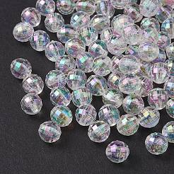 Faceted Eco-Friendly Transparent Acrylic Round Beads&nbsp;TACR-YW0001-85