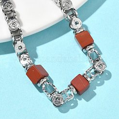 Natural Red Jasper Link Chain Bracelets for Women&nbsp;BJEW-Z148-06P-01