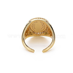 Colorful Cubic Zirconia Flat Round with Jesus Wide Band Cuff Ring&nbsp;RJEW-N035-081-NF