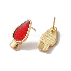 Christmas Candle Alloy Resin Stud Earrings for Women&nbsp;EJEW-E284-05LG