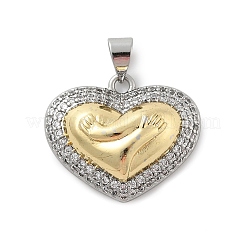 Brass Micro Pave Cubic Zirconia Pendants&nbsp;KK-C091-02-PG