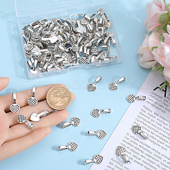 100Pcs Tibetan Style Alloy Heart Glue-on Flat Pad Pendant Bails&nbsp;FIND-SP0001-85