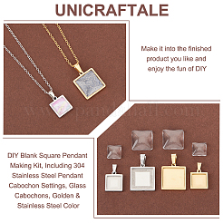 DIY Blank Square Pendant Making Kit&nbsp;DIY-UN0005-46