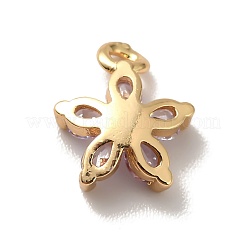 Brass Cubic Zirconia Flower Charms&nbsp;KK-O141-01G-05
