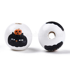 Halloween Theme Wood European Beads&nbsp;WOOD-N016-04J