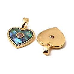 Brass & Paua Shell & Pink Cubic Zirconia Charms&nbsp;LS-KK-G538-05G