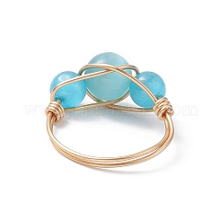 Cat Eye Beaded Finger Ring&nbsp;RJEW-JR00560-01