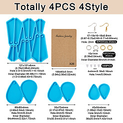 4Pcs 4 Style Triangle & Teardrop Pendant Silicone Molds&nbsp;DIY-BG0001-67