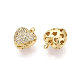 Brass Micro Pave Cubic Zirconia Heart Charms&nbsp;KK-N287-35G