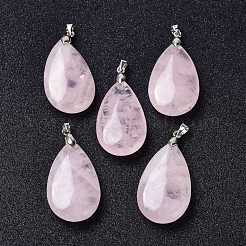 Natural Rose Quartz Pendants&nbsp;G-D084-01P-B15