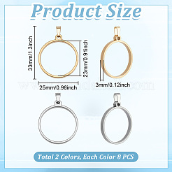 16Pcs 2 Colors 304 Stainless Steel Open Back Bezel Pendants&nbsp;PALLOY-UN00034