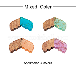 Transparent Resin & Walnut Wood Pendants&nbsp;RESI-CJ0001-68