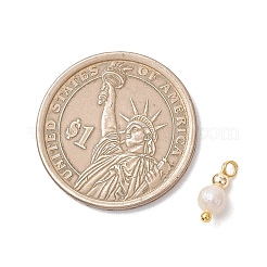 Natural Freshwater Pearl Potato with Brass Beaded Charms&nbsp;PALLOY-JF04946-01