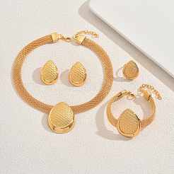 Alloy Teardrop Bracelets & Earrings & Necklaces & Rings Sets for Women&nbsp;JF6681