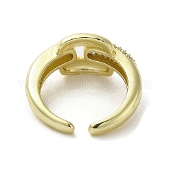 Rack Plating Brass with Clear Cubic Zirconia Cuff Rings&nbsp;RJEW-G308-01C-G