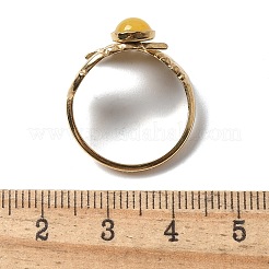 Round Natural Mixed Stone Finger Rings&nbsp;RJEW-C119-08G