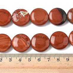 Natural Crackle Flat Round Red Jasper Beads Strands&nbsp;G-L246-21