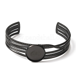 304 Stainless Steel Multi-strand Cuff Bracelet Blanks with Flat Round Bezel Settings&nbsp;SA-CBA4160-01B-EB