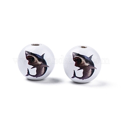 Animal Theme Printed Wooden Beads&nbsp;WOOD-D006-01