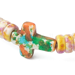 Spray Painted Synthetic Turquoise Beads Stretch Bracelets for Men Women&nbsp;BJEW-JB12240-02