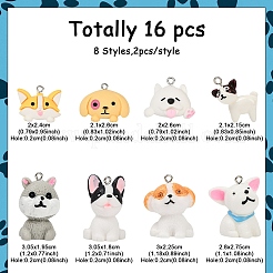 16Pcs 8 Styles Cartoon Opaque Resin Pendants&nbsp;RESI-YW0003-18