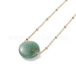 Flat Round Natural Mixed Stone Pendant Necklace for Girl Women&nbsp;NJEW-JN03749