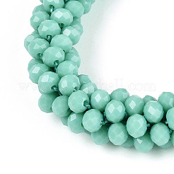 Faceted Opaque Glass Beads Stretch Bracelets&nbsp;BJEW-S144-002E-03-01
