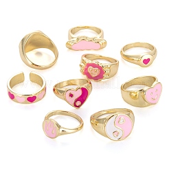 9Pcs 9 Style Alloy Enamel Finger Rings&nbsp;RJEW-LS0001-53