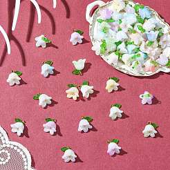 90Pcs 9 Colors Acrylic Flower Pendants&nbsp;PALLOY-CJ00074