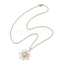 Glass & Glass Pearl Beads Pendants Necklaces for Women&nbsp;NJEW-MZ00106-05