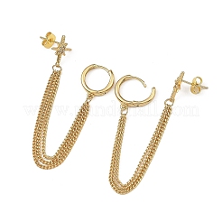 Chain Shape Brass Hoop Dangle Earrings&nbsp;EJEW-JE07407