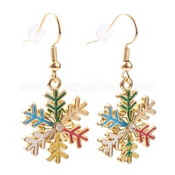Alloy Enamel Snowflake Dangle Earrings for Christmas&nbsp;X-EJEW-JE04461
