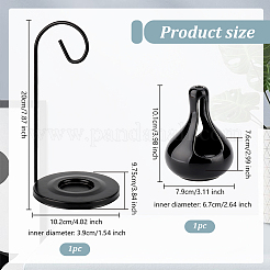 Ceramic Teardrop Candle Holder Oil Burner with Iron Rack&nbsp;DJEW-WH0015-116B