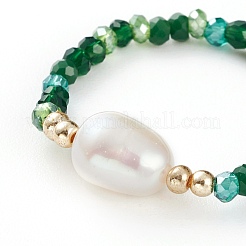 Glass Beads Stretch Rings&nbsp;RJEW-JR00314