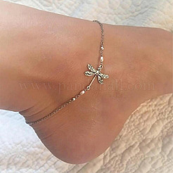 Tibetan Style Alloy Dragonfly Link Chain Anklets for Women&nbsp;WGFA0A3-01