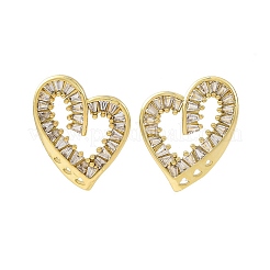 Heart Brass Micro Pave Clear Cubic Zirconia Stud Earrings&nbsp;EJEW-H158-01G