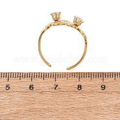 Adjustable 304 Stainless Steel Clear Cubic Zirconia Cuff Rings for Women&nbsp;RJEW-T029-02G