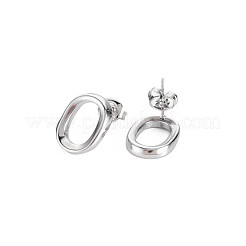 Non-Tarnish 304 Stainless Steel Hollow Oval Stud Earrings for Woman&nbsp;EJEW-N097-004P