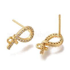 Brass Clear Cubic Zirconia Stud Earrings Finding for Women&nbsp;EJEW-B107-01G