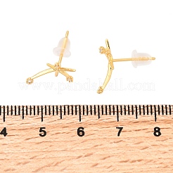 Brass Micro Pave Clear Cubic Zirconia Star Stud Earrings&nbsp;EJEW-C158-02G