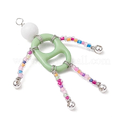 Natural White Jade & Acrylic & Glass Seed Beaded Human Big Pendants&nbsp;PALLOY-JF03500