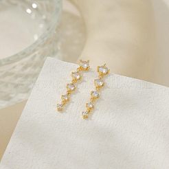 Flat Round Tassel Brass Micro Pave Clear Cubic Zirconia Stud Earrings&nbsp;FS-WG5D18E-01