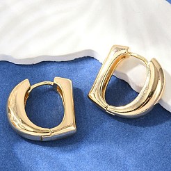 Brass D-Shaped Hoop Earrings&nbsp;EJEW-Q016-17G