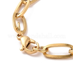 PVD Vacuum Plating 304 Stainless Steel Paperclip Chain Bracelet for Men Women&nbsp;BJEW-E031-04G-03