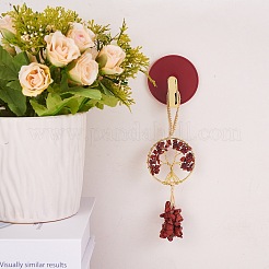 1Pc Wire Wrapped Chips Natural Red Jasper Big Pendant Decorations&nbsp;HJEW-SZ0001-27F