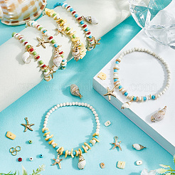 Ocean Theme DIY Synthetic Turquoise & Shell Beads Bracelet Making Kits&nbsp;DIY-SC0028-41