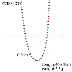 304 Stainless Steel & Glass Link Chain Necklaces for Women&nbsp;STAS-OY015-54G