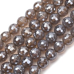 Electroplated Natural Agate Beads Strands&nbsp;G-B191-A07-8mm-05