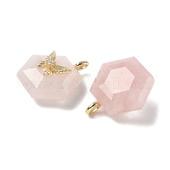 Natural Rose Quartz Faceted Pendants&nbsp;G-P585-01G-09